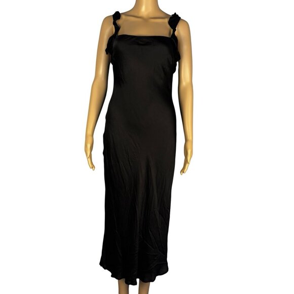 ASTR The Label Black Satin Midi Slip Dress Women’s Size S Feminine Minimalist - Picture 1 of 12